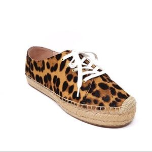 NIB$138 J. Crew espadrille leopard calf hair 7